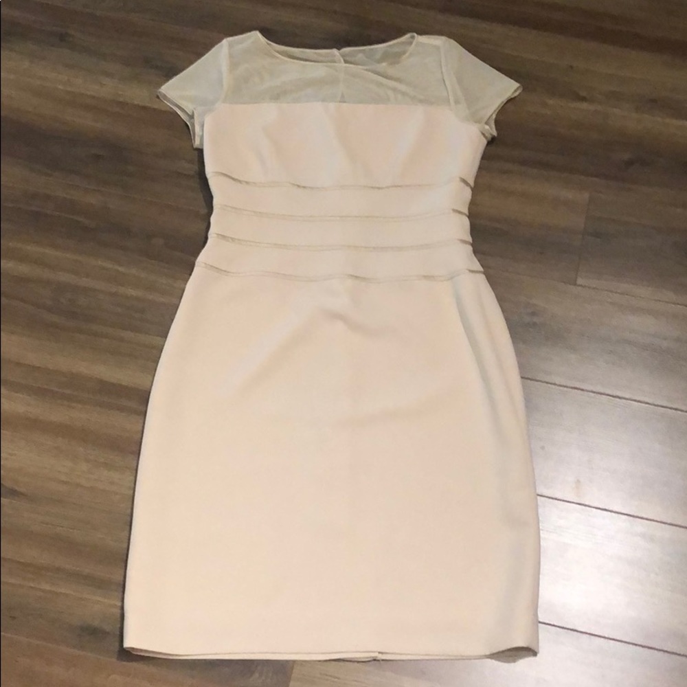 Talbots Champagne Cocktail party Dress Illusion Neckline